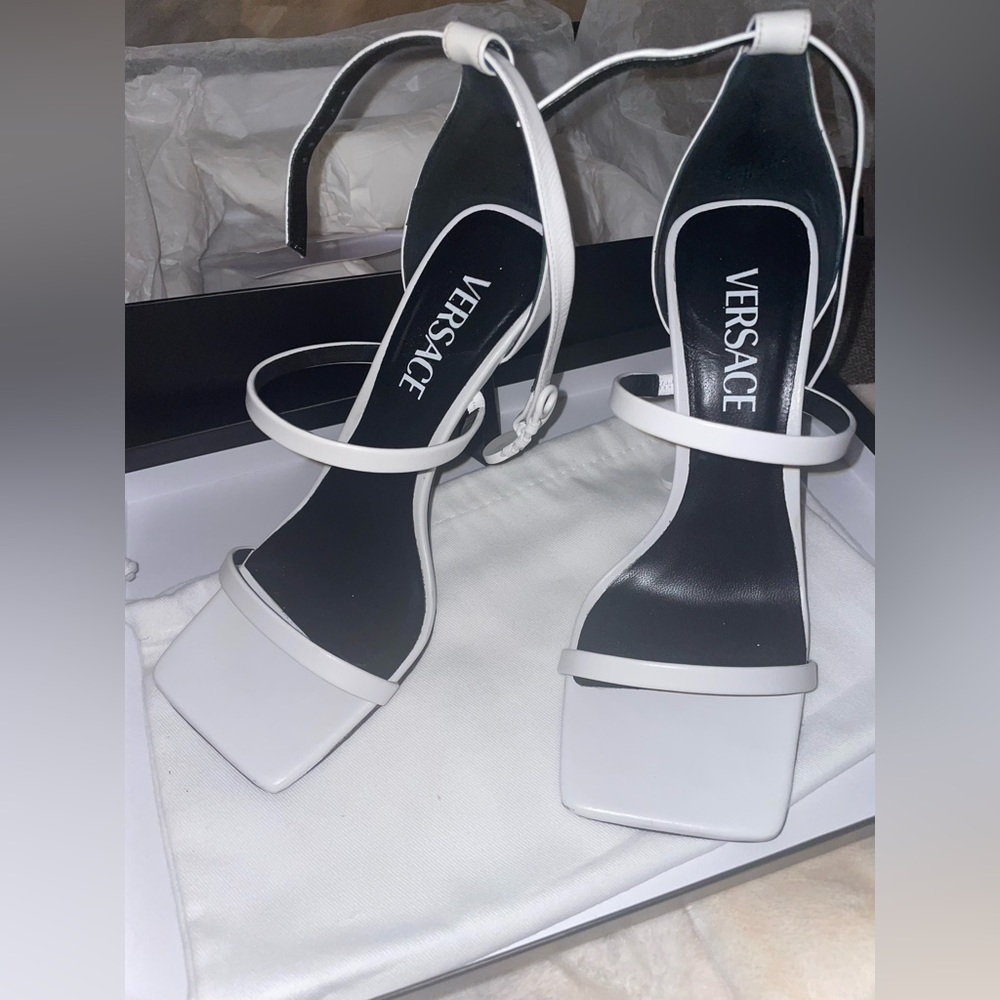 White Versace Heels